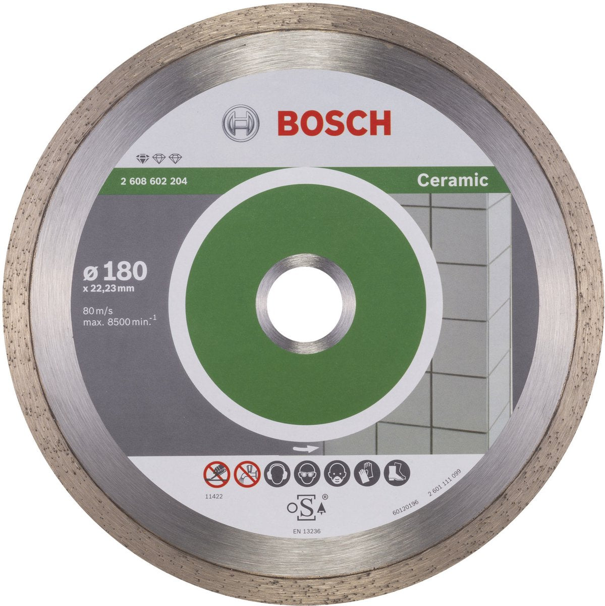 Bosch - disque à tronçonner diamanté standard pour céramique 180 x 22,23 x 1,6 x 7 mm