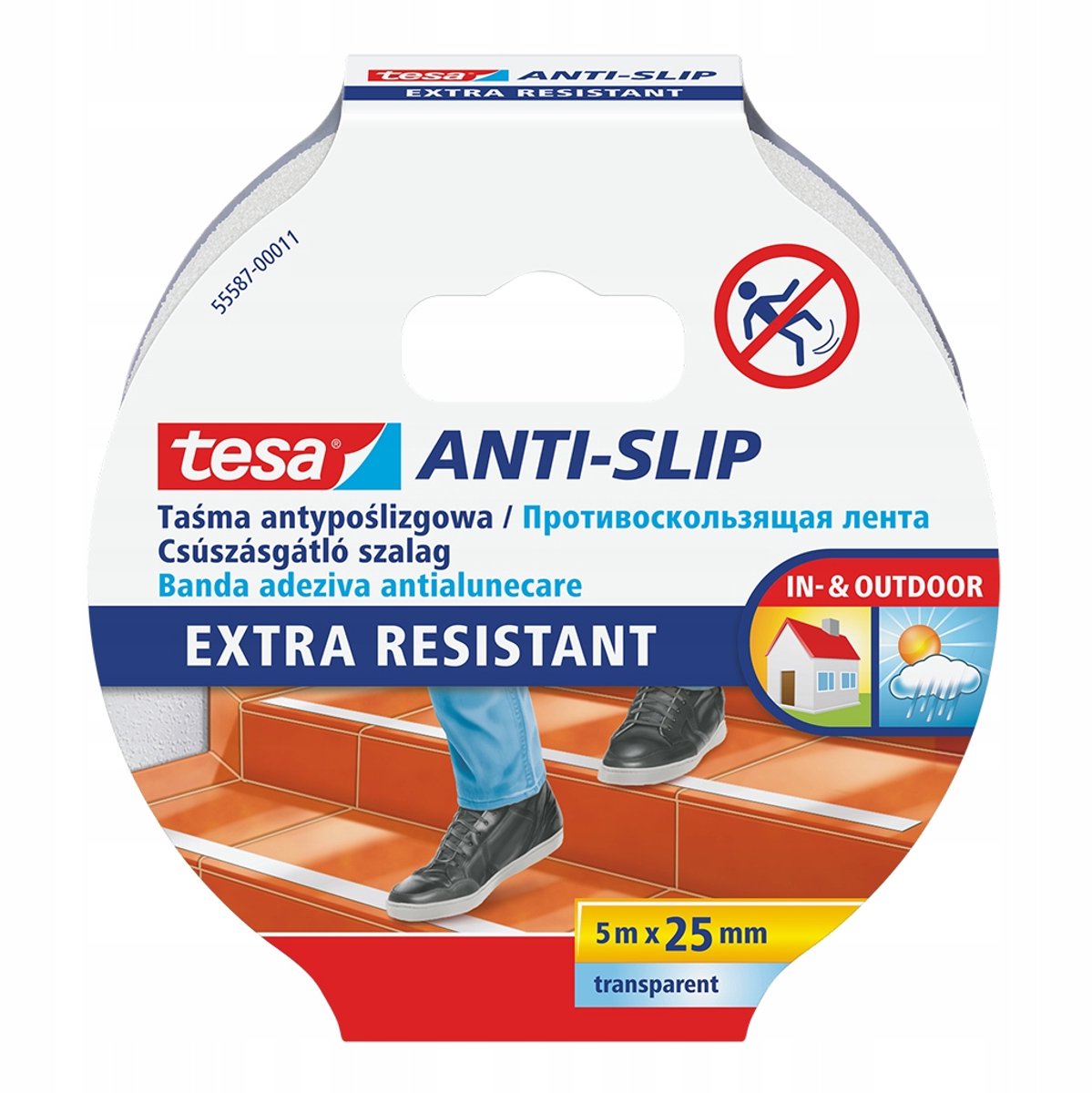 Série Tesa - ruban antidérapant - 5m x 25mm - transparent - PVC acrylique