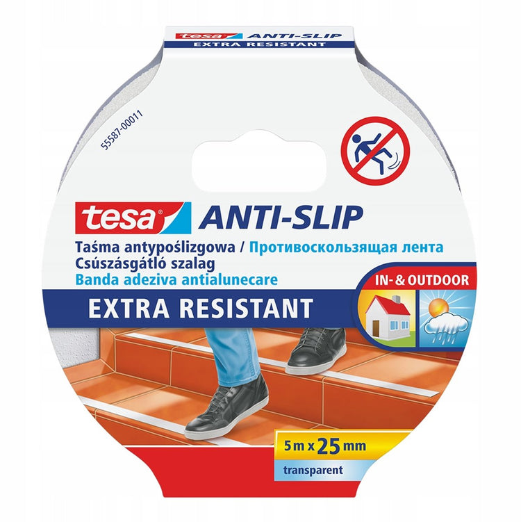 Série Tesa - ruban antidérapant - 5m x 25mm - transparent - PVC acrylique