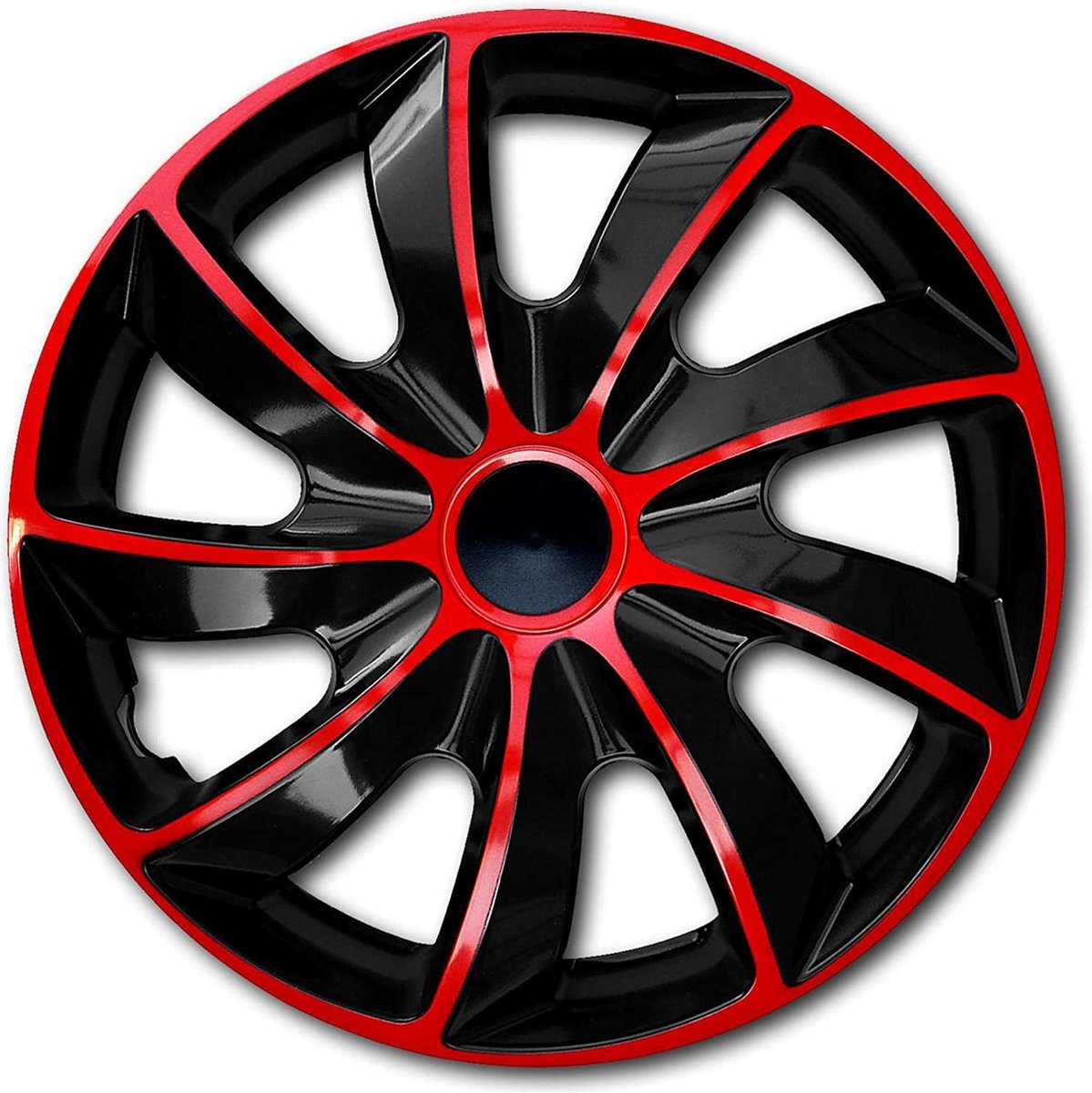 Jeu quad de 14 enjoliveurs, rouge et noir, 4 pièces