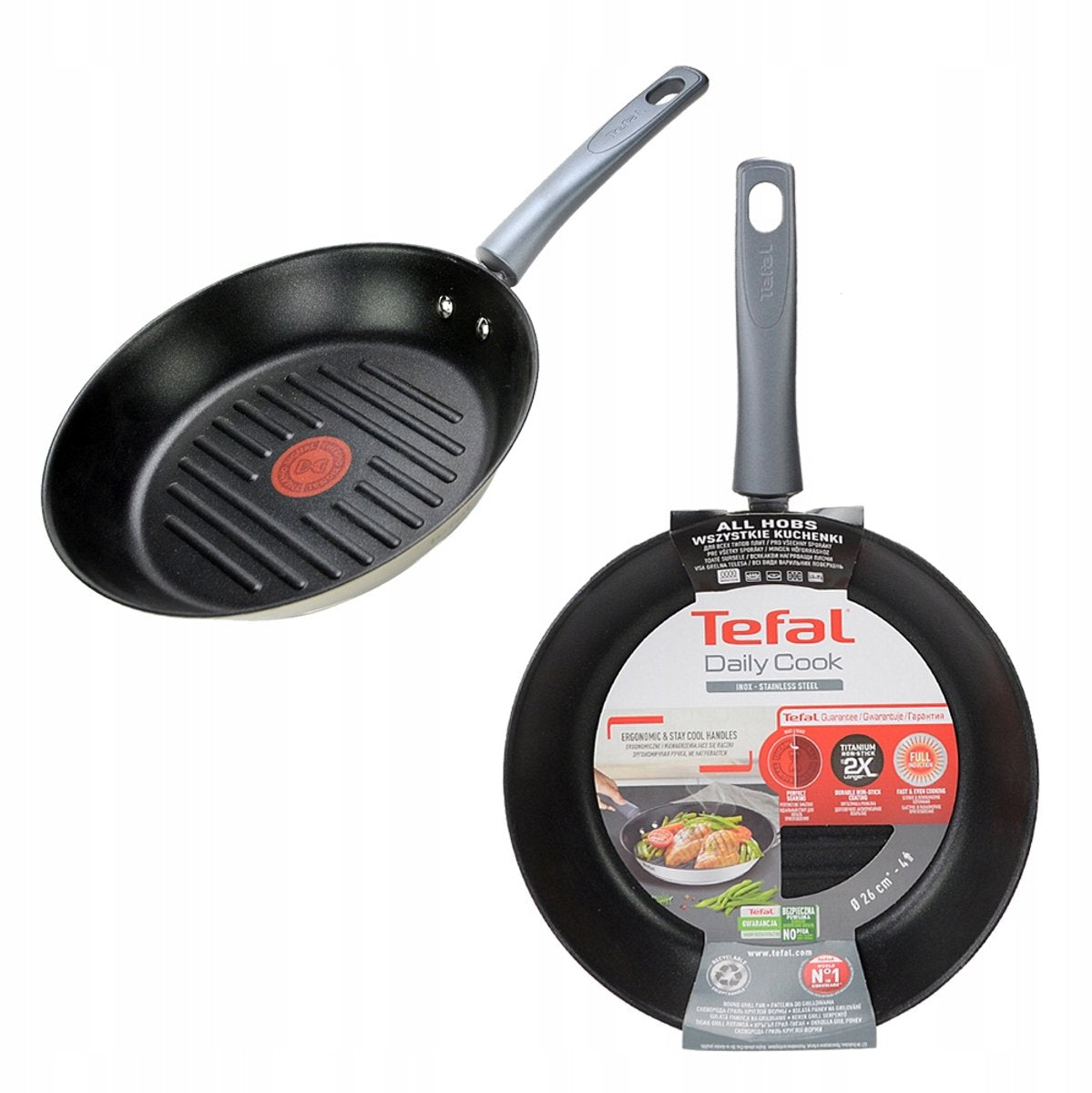 Poêle grill Tefal Daily Cook 26 cm - antiadhésive, induction