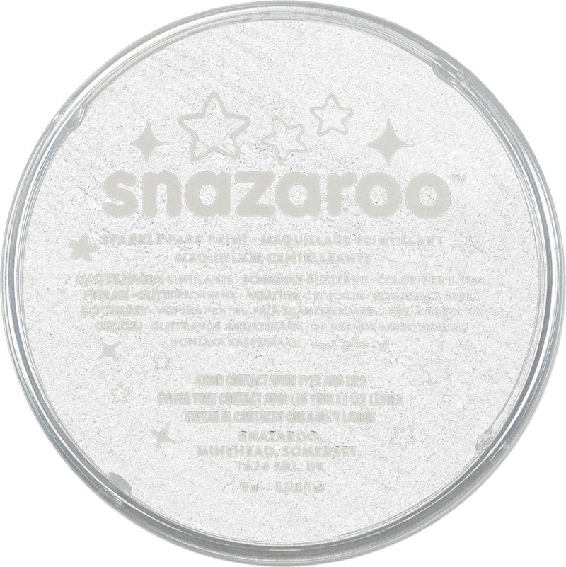 Snazaroo 1118001 - blanc scintillant - peinture pour le visage aqua 18 ml peinture pour le visage pour enfants et adultes