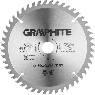 Tarcza graphite - lame de scie circulaire - 165mm - 48 dents - acier widiowe