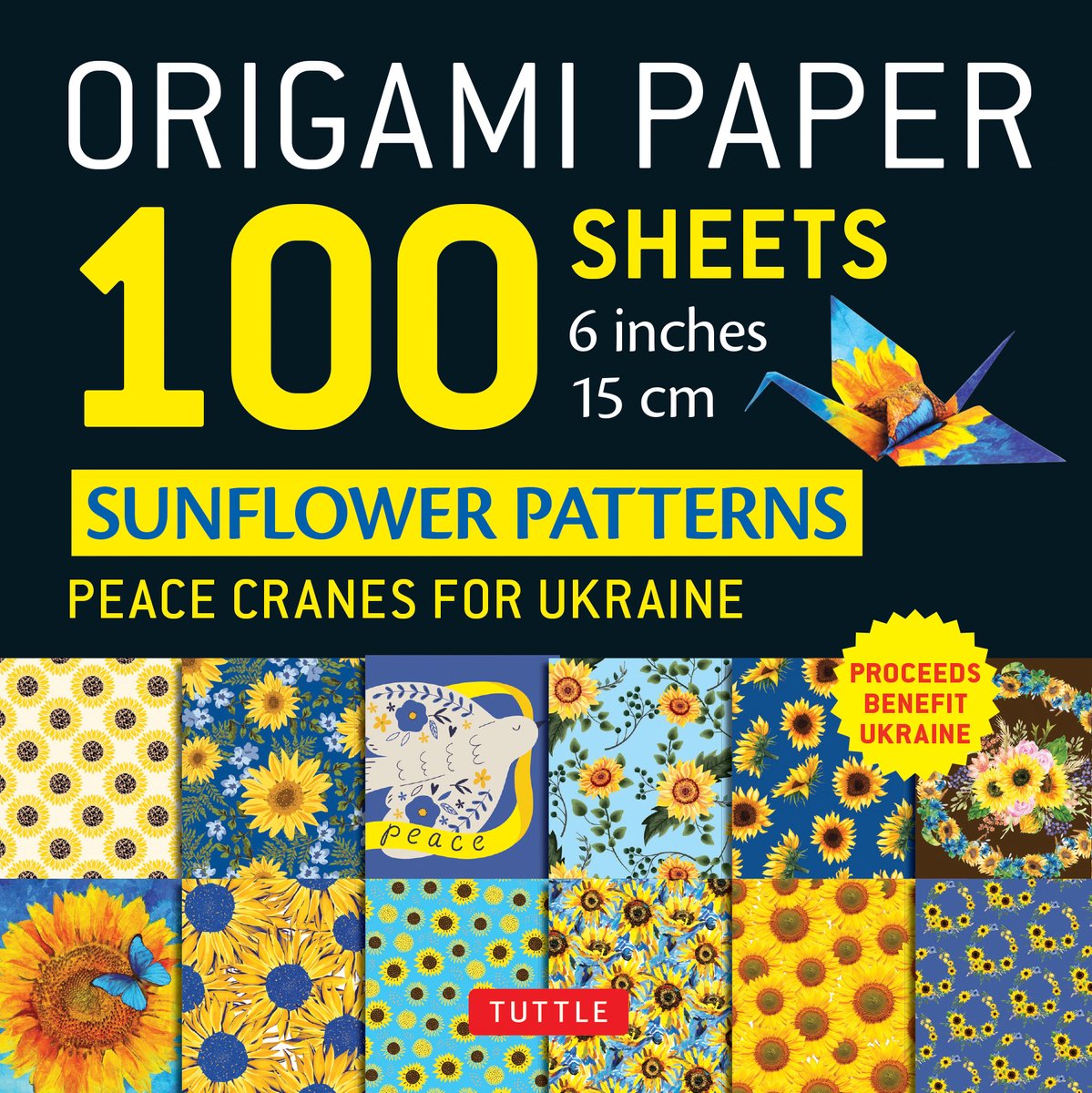 Papier origami Tuttle 100 feuilles motifs tournesols 6 (15 cm)