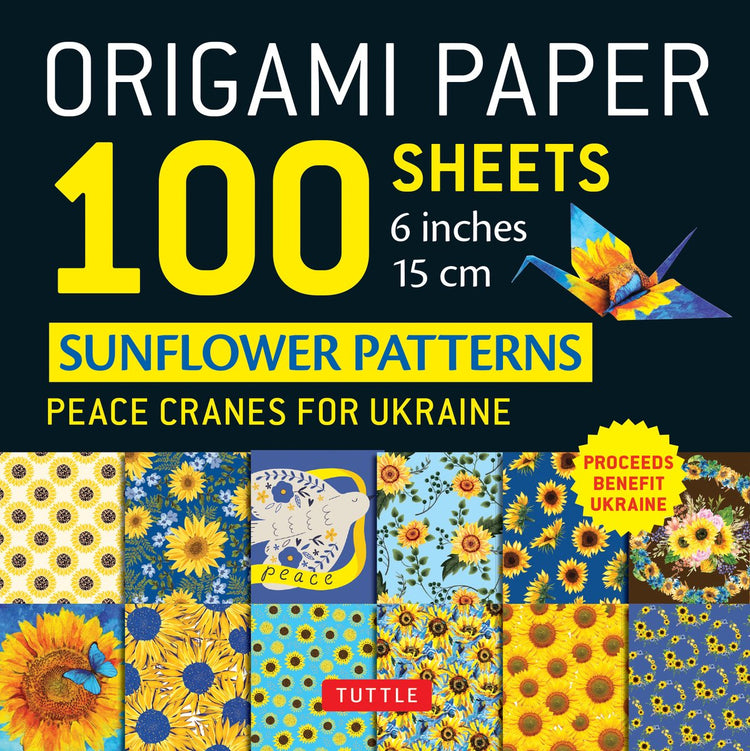 Papier origami Tuttle 100 feuilles motifs tournesols 6 (15 cm)