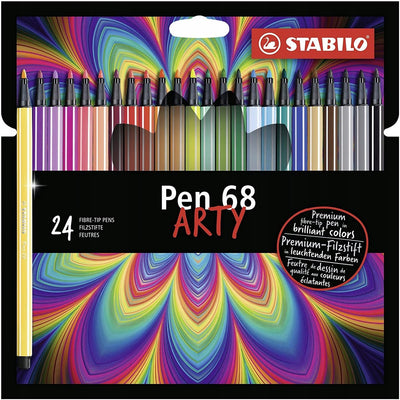 Stylo Stabilo 68 marqueurs - 24 couleurs dans une boîte en carton