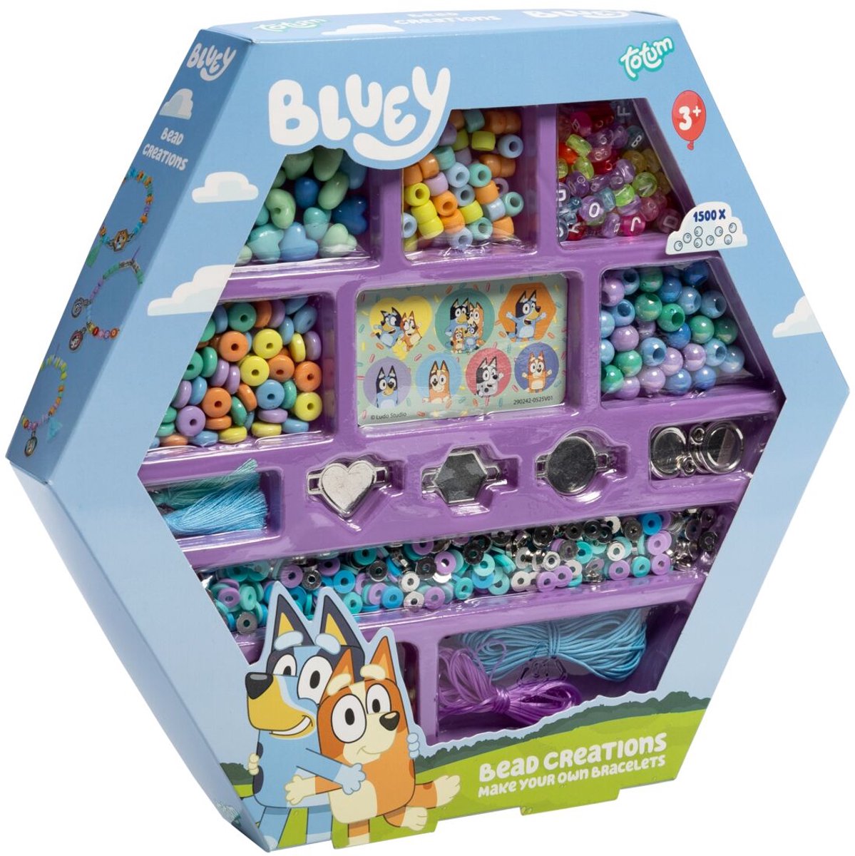 Ensemble de perles bleues Totum pour fabriquer des bracelets - Ensemble de 800 pièces avec breloques bleues spéciales, lettres et perles spéciales - jouets créatifs pour filles et garçons à partir de 3 ans