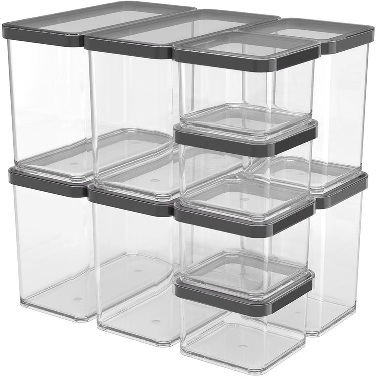 Boîtes de conservation alimentaire Rotho Loft - lot de 10 pièces - noir - 4x 0,55 litre, 4x 2,1 litres et 2x 1 litre