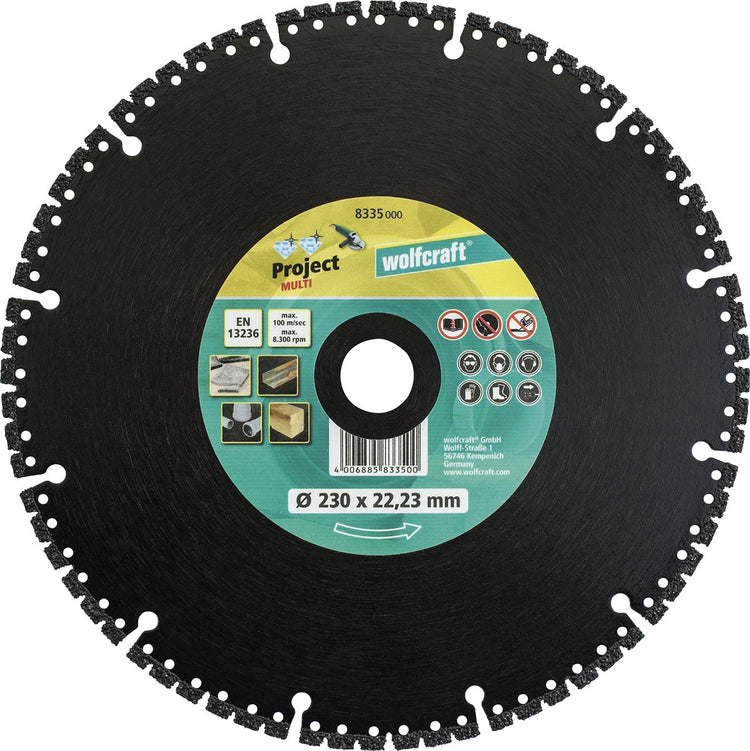 Wolfcraft - pro diamond cutting disc ø 230 mm - diamond cutting disc for angle grinder - cutting disc - 8335000
