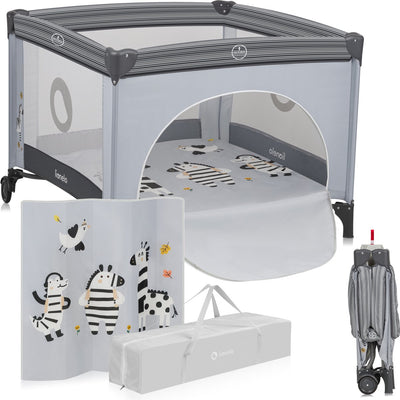 Parc Lionelo Bonnie - lit bébé - jusqu'à 15 kg - parois latérales en maille aérée - aire de jeu spacieuse - système de pliage et pliage rapide - sac de transport fourni