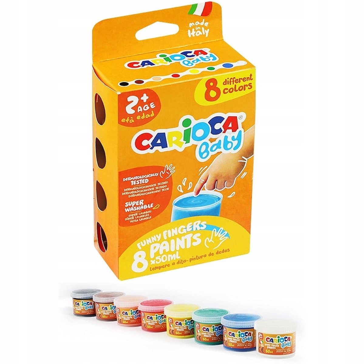 Set de peinture pour ailes de bébé Carioca - 8 couleurs, 50 ml chacune