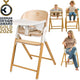 Chaise haute en bois 3 en 1 Lionelo Celia - du bébé à l'adulte - repose-pieds réglable - ceinture 5 points - revêtement en éco-cuir - avec plateau d'alimentation pour bébé - capacité de charge jusqu'à 110 kg