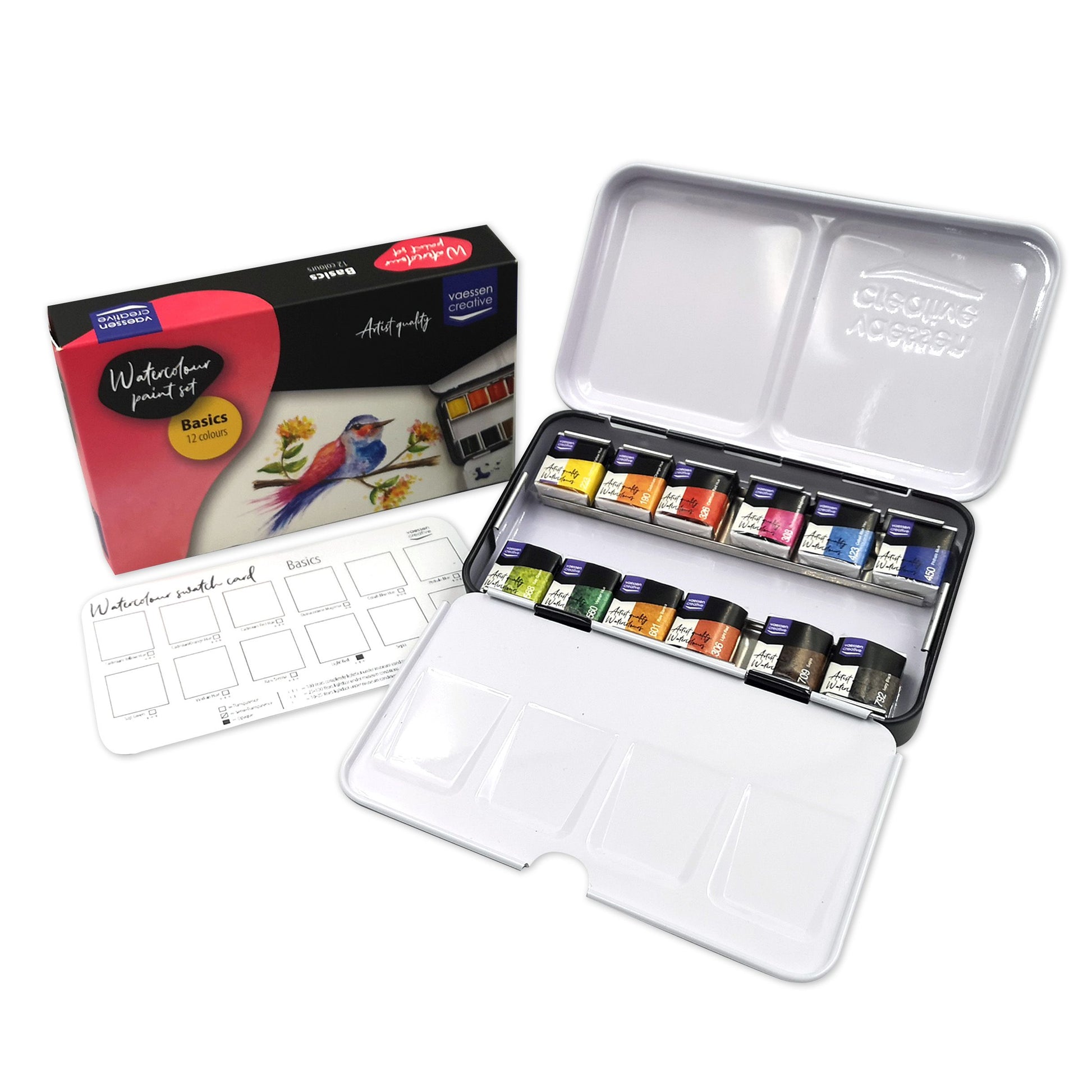 Vaessen creative • set de peinture aquarelle basique 12 couleurs