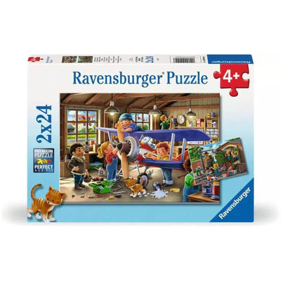 Ravensburger Puzzle Puzzle Plane and Train Repair, 2x24st.