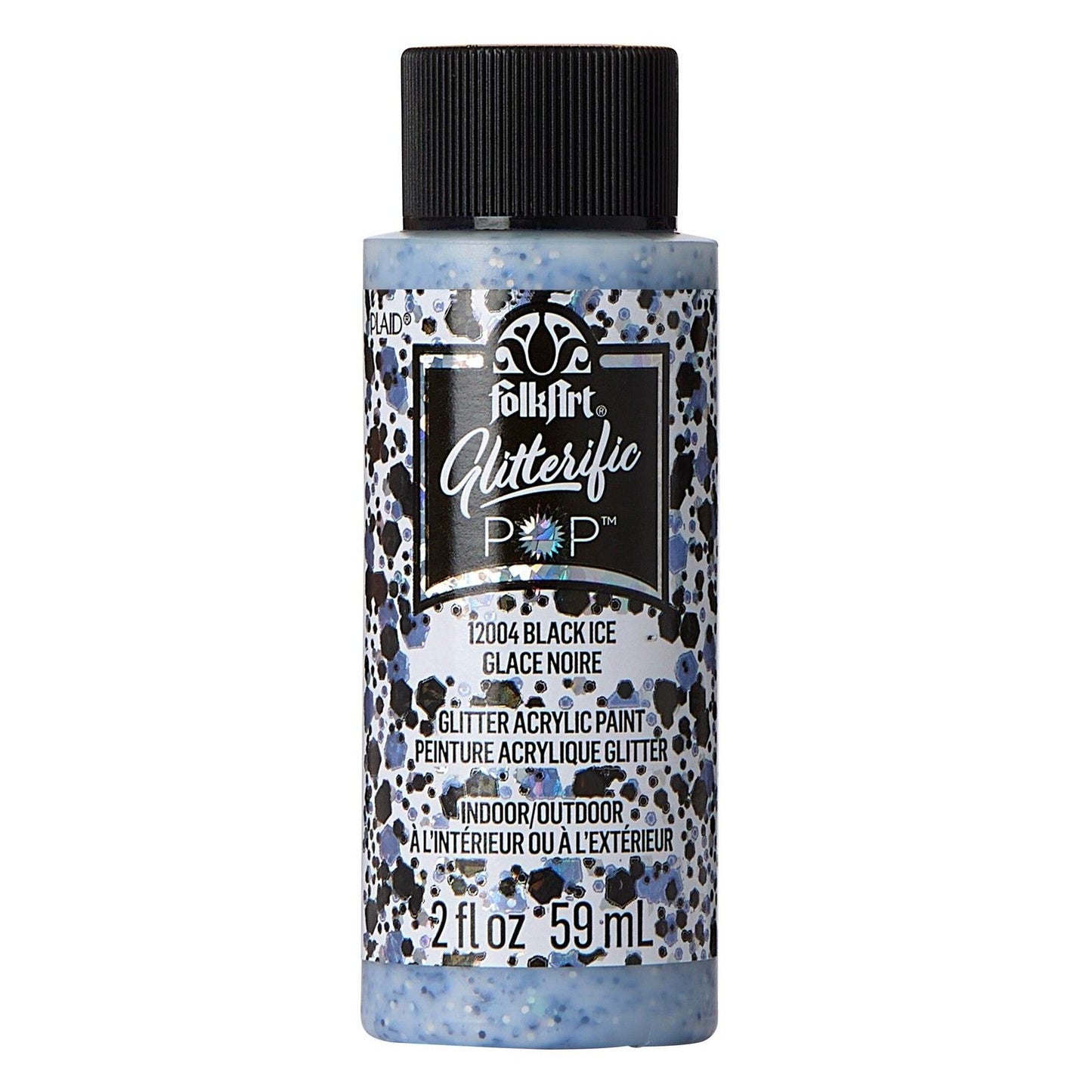 Folkart • peinture acrylique pop scintillante glace noire 59ml