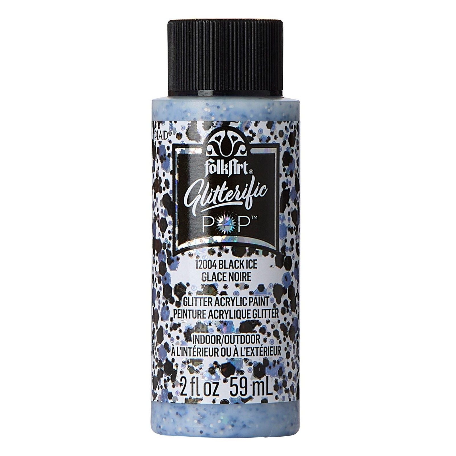 Folkart • peinture acrylique pop scintillante glace noire 59ml