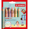 STABILO WOODY 3IN1 CURS - 6 couleurs + crayon Sharper