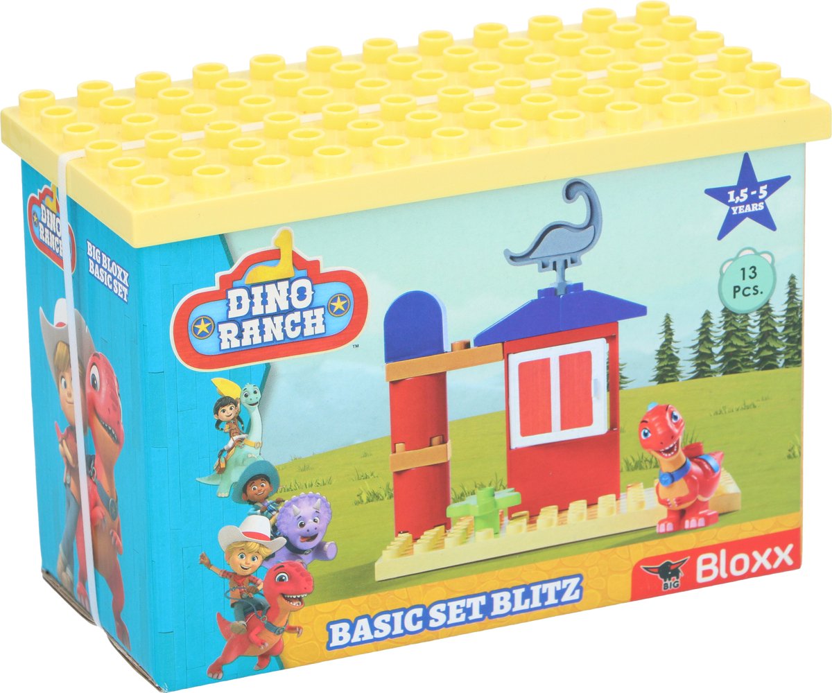 Ensemble de blocs de construction Big Bloxx Dino Ranch sans marque sans marque - jouets de construction pour enfants - 13 pièces - boîte de rangement avec couvercle - 1,5-5 ans