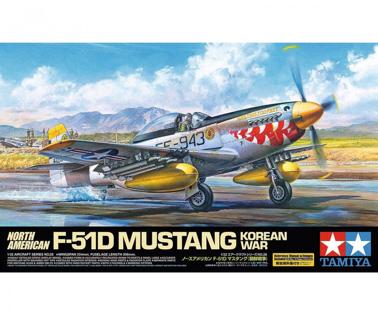 Tamiya – kit de modèles de véhicules militaires, plastique de guerre de corée mustang f-51d, 60328, 1:32, modélisme
