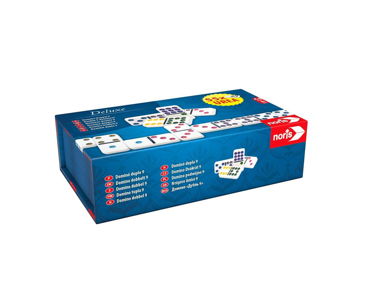 Noris dominos deluxe double 9 blanc - jeu classique pour 2-6 joueurs - 55 pièces