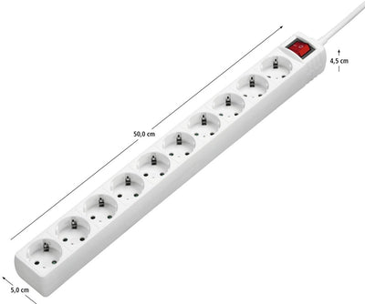 Hama multiprise avec interrupteur - 10 prises - câble 3m - blanc