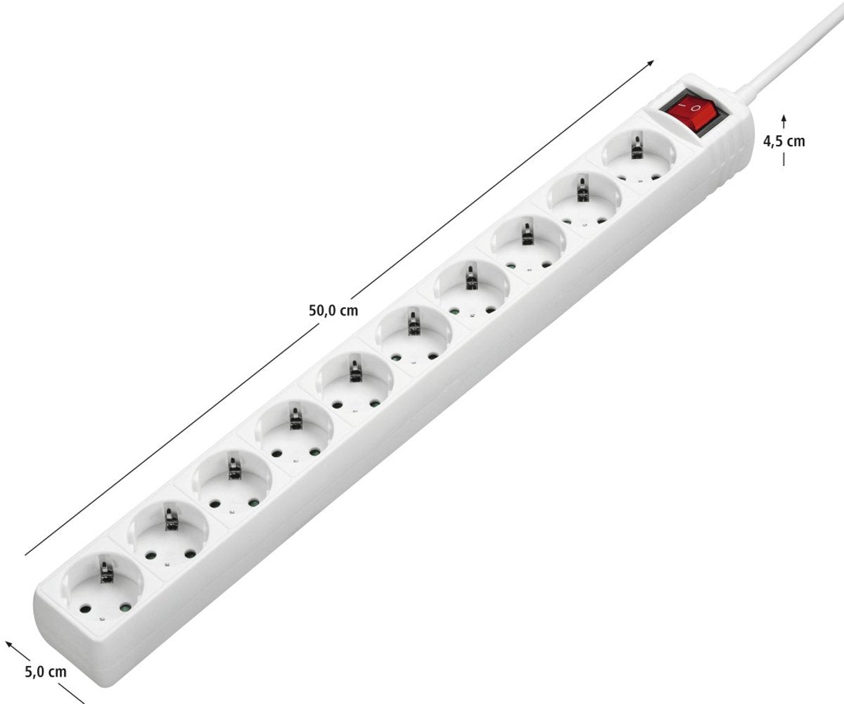 Hama multiprise avec interrupteur - 10 prises - câble 3m - blanc