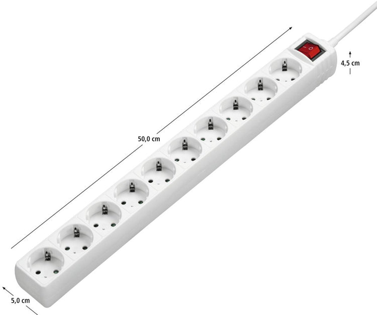 Hama multiprise avec interrupteur - 10 prises - câble 3m - blanc