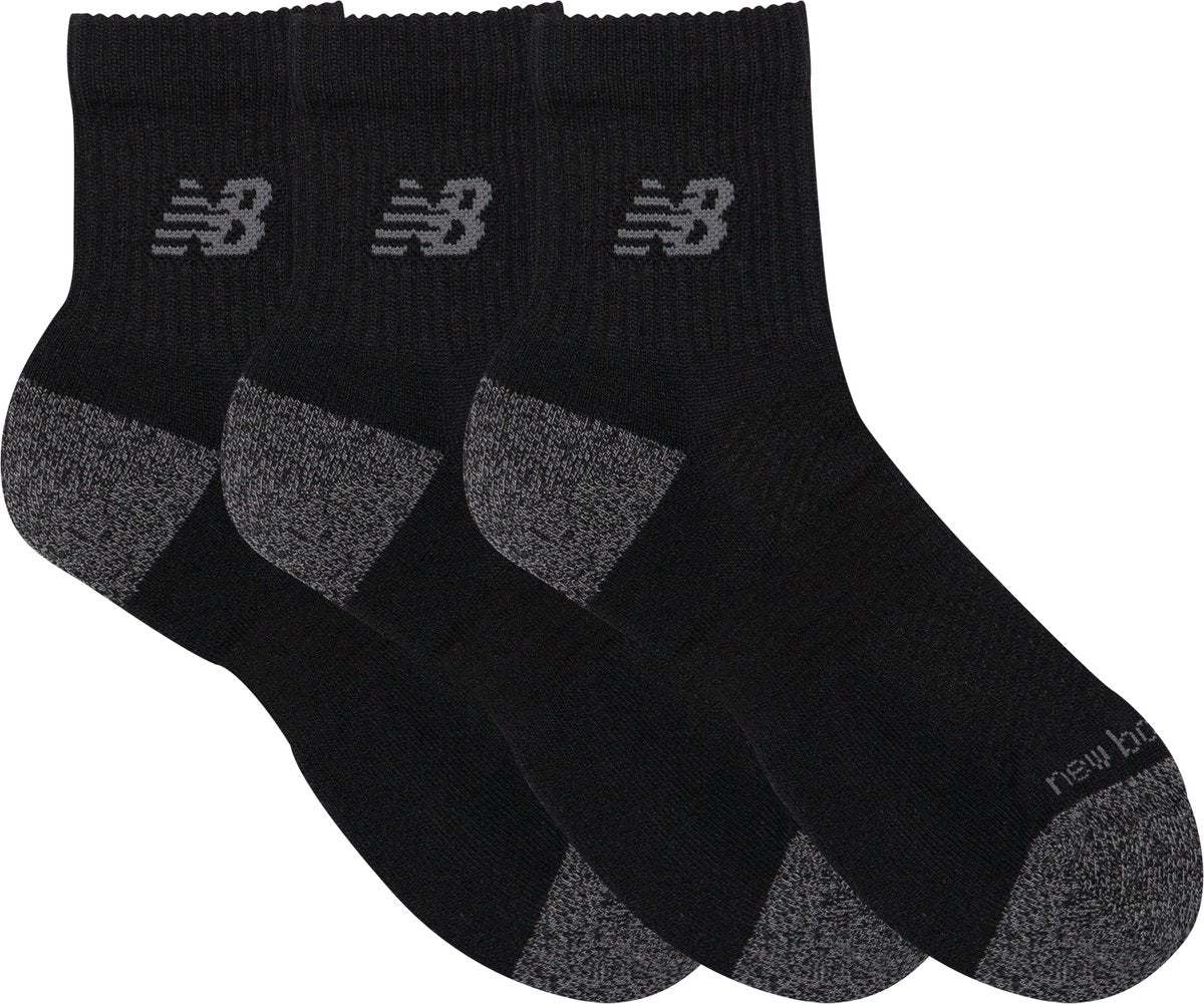 New balance active qtr chaussettes 3 pack chaussettes de sport unisexes - noir