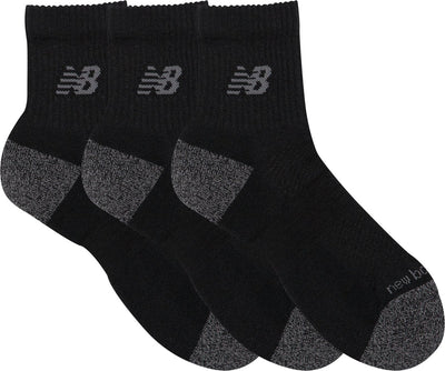 New balance active qtr chaussettes 3 pack chaussettes de sport unisexes - noir