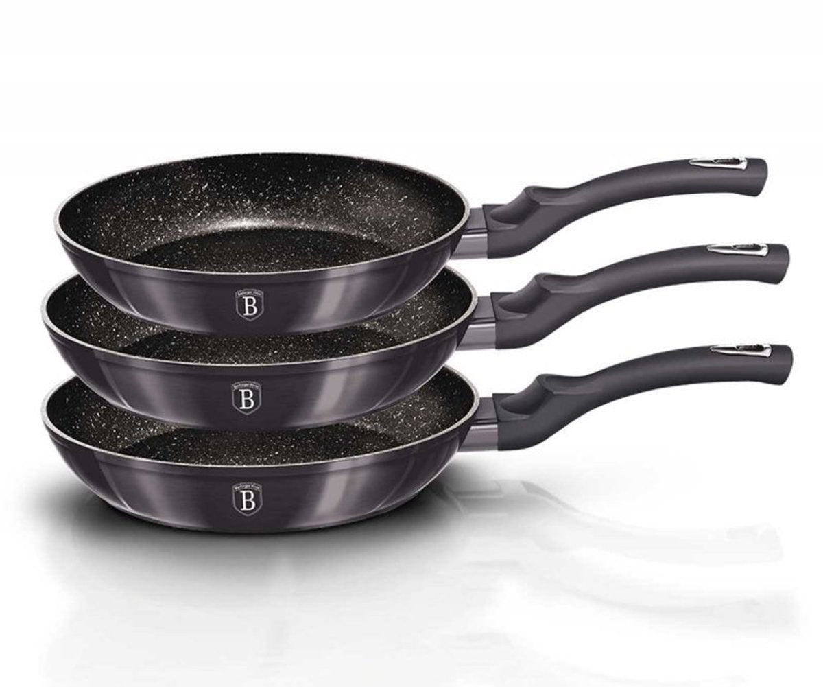 Berlinger haus carbon pro series - set de poêles - revêtement granit - ø20, ø24, ø28 cm