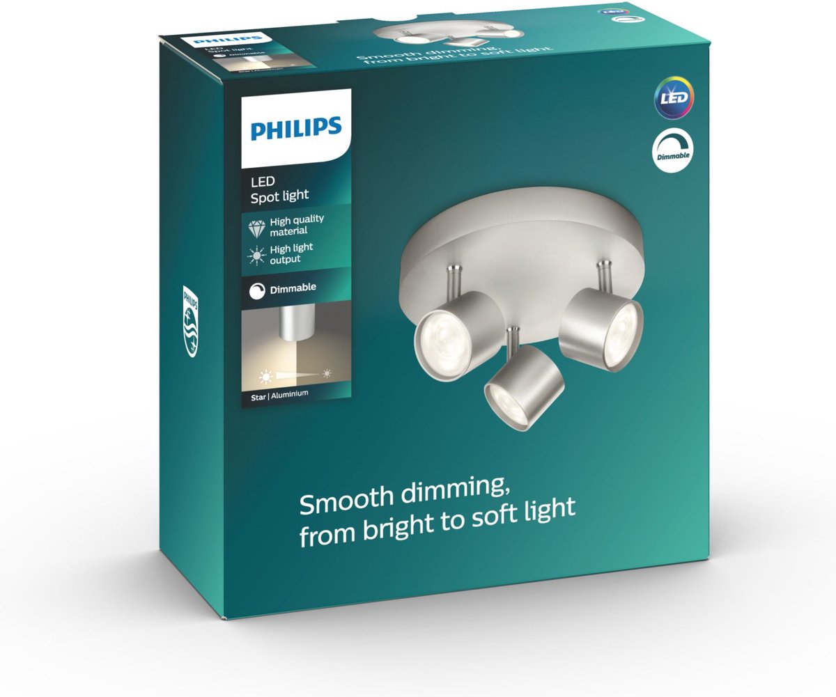 Spot en saillie Philips LED Philips star - 3 lumières - aluminium