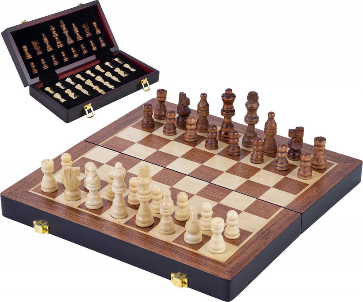 Jeu d'échecs pliant en bois de base 38.5x38.5x5,8 cm