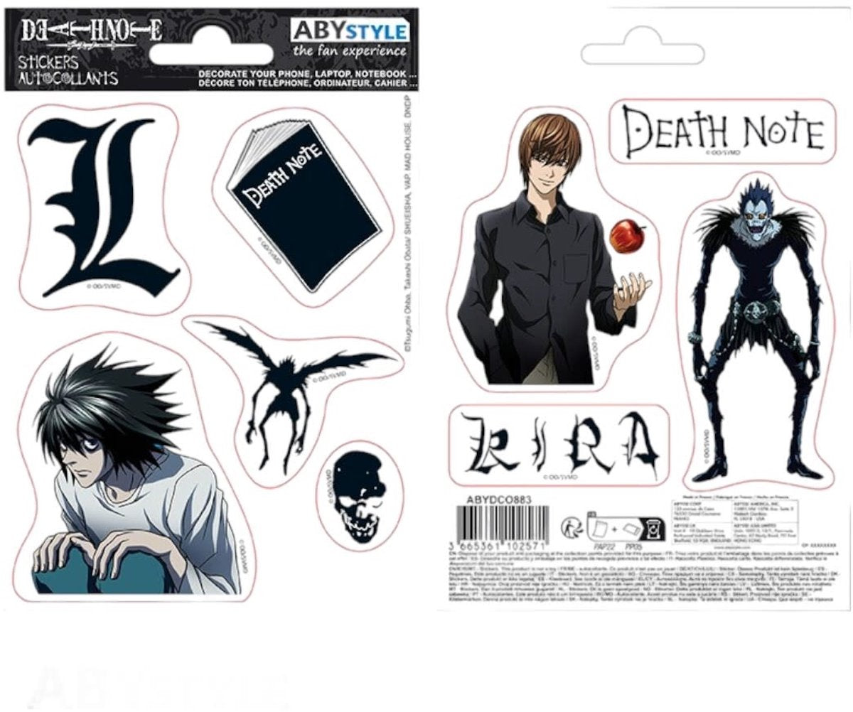Abystyle death note - autocollants - 16x11cm 2 feuilles - icônes death note