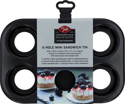 Tala performance - mini moule à gâteau - 6 x 8 cm - lot de 6 - fond amovible - revêtement antiadhésif - sans pfas