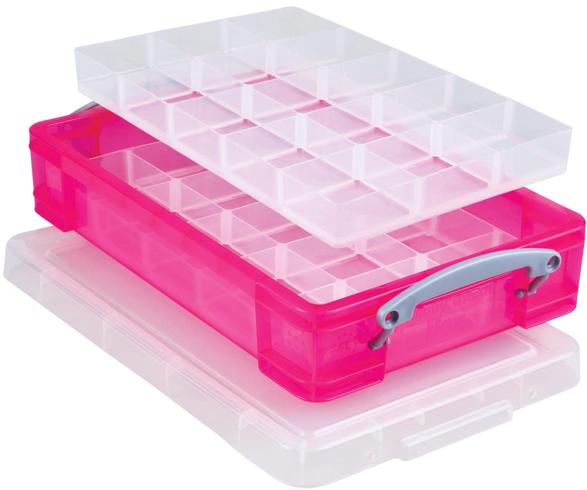 Boîte très utile 4 litres avec 2 séparateurs transparent rose vif