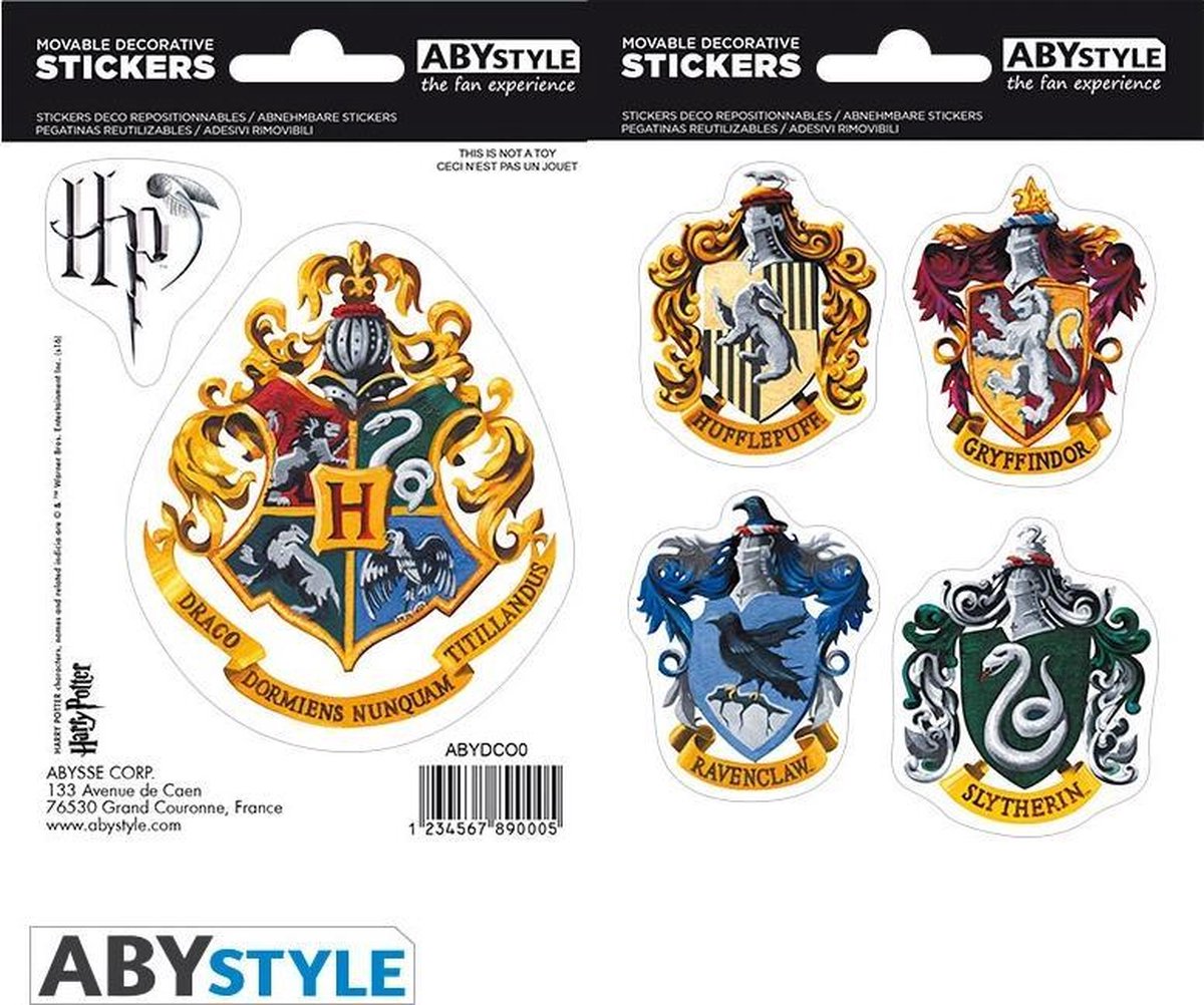 Abystyle Harry Potter - autocollants - 16x11cm 2 étagères - maisons de Poudlard