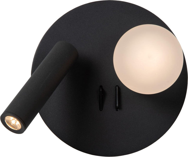 Lucide matiz - applique lampe de chevet - ø 16,5 cm - LED - 3000k - avec point de chargement USB - noir