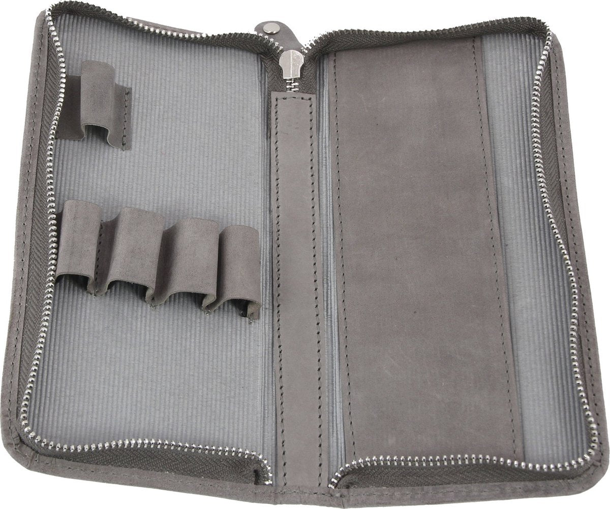 Pochette à stylo Alassio - cuir chasseur - gris - ju-2639