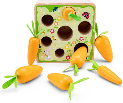 Woet ® jeu de carottes en bois - saisir et trier les carottes - FSC - apprendre à trier par forme et taille - jeu de formes - jeu de tri - jouets éducatifs Montessori - à partir de 2 ans