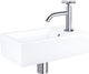Ensemble fontaine à force Differnz - céramique - robinet croix chromé - 40 x 22 x 11,5 cm