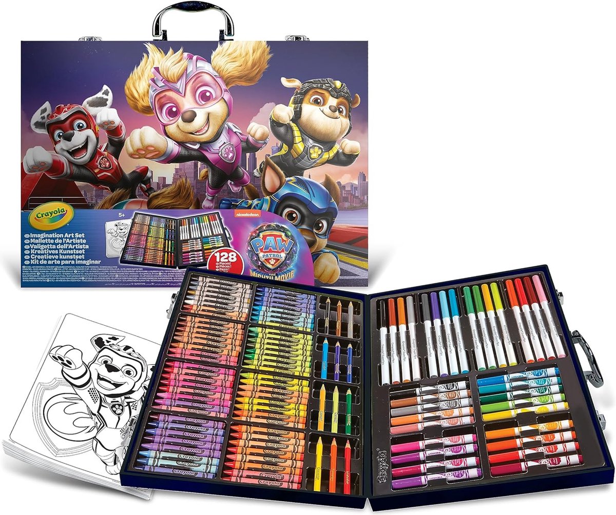 Crayola - paquet de loisirs - coffret de coloriage Paw Patrol Mighty Movie - ensemble de 128 pièces