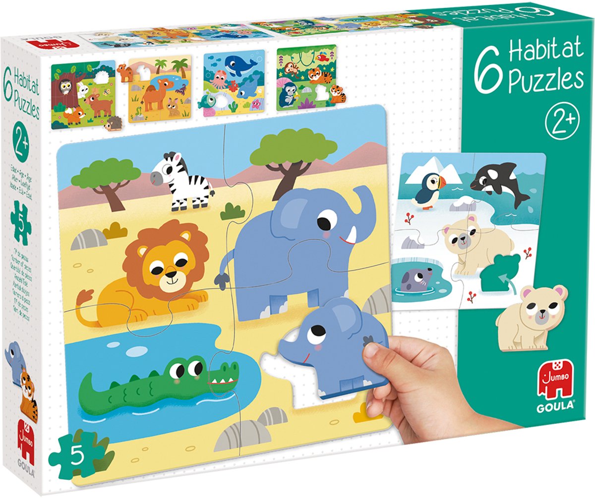 Puzzle goula géant 6 habitat - 5 pcs.