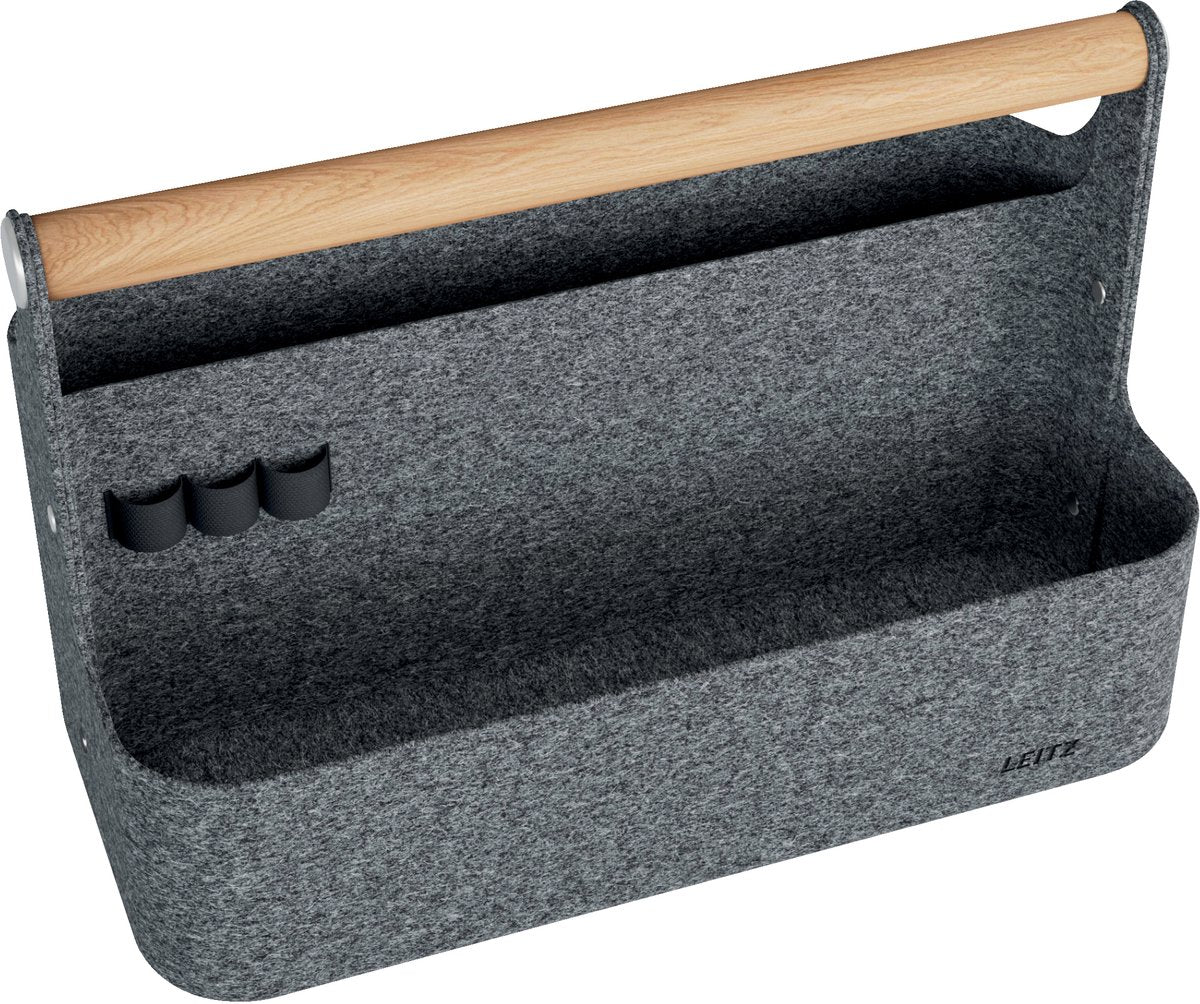Organisateur de bureau portable Leitz | avec poignée | feutre | gris