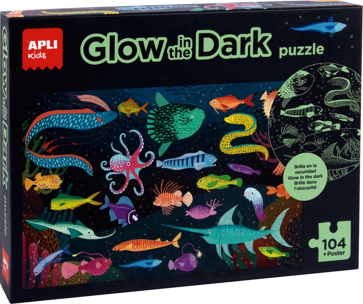 Application | puzzle océan qui brille dans le noir + poster 104 pièces