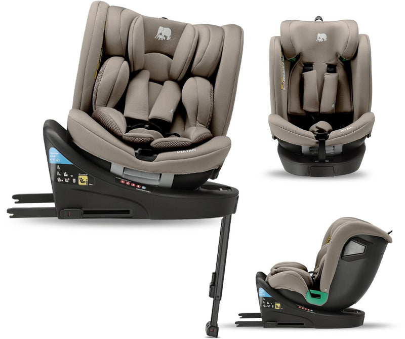 Siège auto Deryan Chase Luxury i-size - 0-36 kg - isofix - jambe d'appui - rotatif 360° - nougat truffe