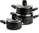Greenpan Memphis set de poêles 6 pièces - 16 18 20 cm - 1,6 2,1 3,1 l - revêtement antiadhésif sans PFA - set de poêles à induction - poêle en céramique - passe au four jusqu'à 160°c - poignées froides - avec couvercle en verre - noir