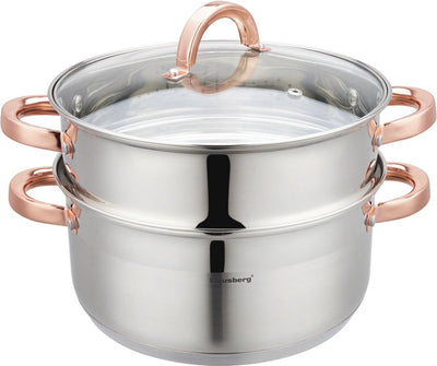 Klausberg 7734 - poêle à vapeur - 3 parties - 24 cm - 5 litres - inox - tous feux