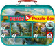 Schmidt - puzzle - dinosaures, boîte à puzzle, 2x60 2x100 pièces dans un coffret métallique - enfants - à partir de 6 ans