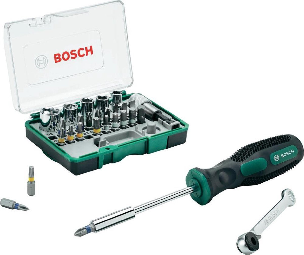 Jeu d'embouts et jeu de cliquets Bosch x-line 27 pièces + tournevis à main