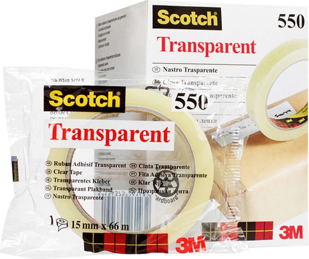 Ruban adhésif Scotch 550 15mmx66m transparent | 10 pièces